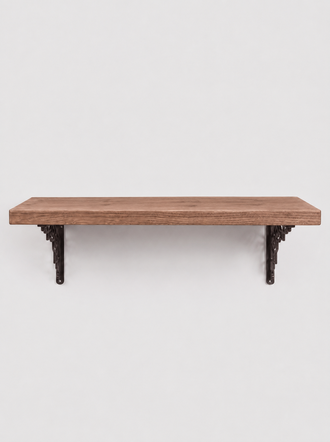 Hexham Rustic Floating Shelf with Metal Brackets - 22cm x 3.5cm - Bracketed Shelves