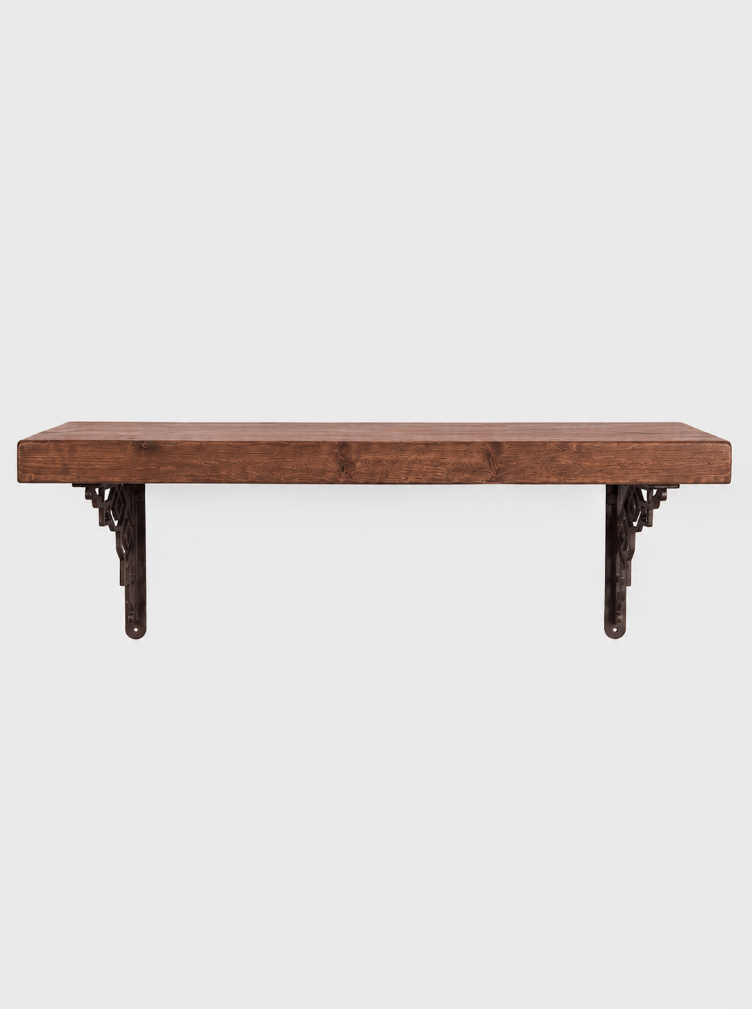 Hexham Rustic Floating Shelf with Metal Brackets - 22cm x 4.5cm - Bracketed Shelves