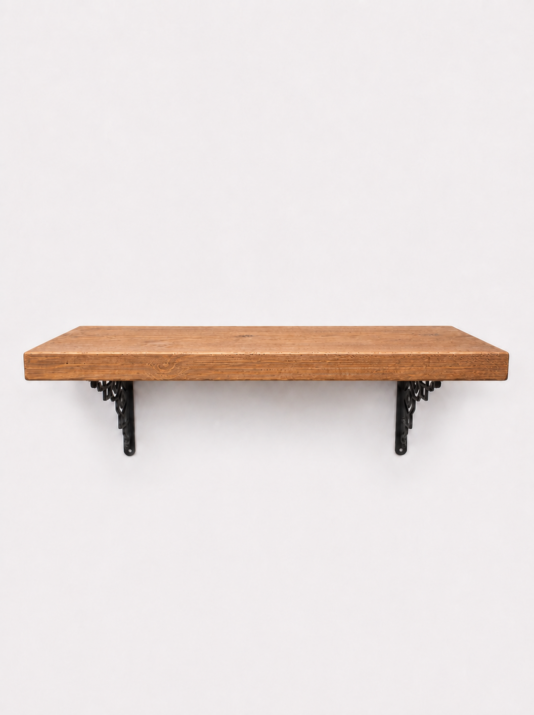 Hexham Rustic Floating Shelf with Metal Brackets - 29cm x 4.5cm - Bracketed Shelves