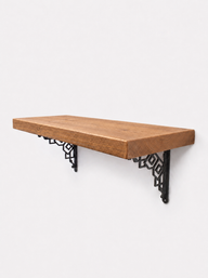 Hexham Rustic Floating Shelf with Metal Brackets - 29cm x 4.5cm - Bracketed Shelves