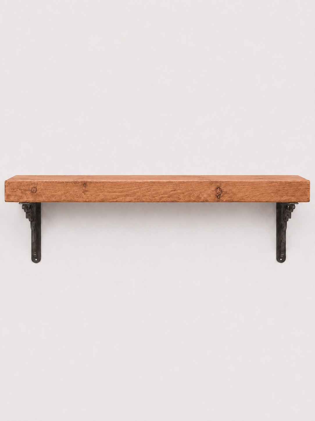 Hexham Rustic Wooden Shelf with Metal Brackets - 14.5cm x 4.5cm - Bracketed Shelves