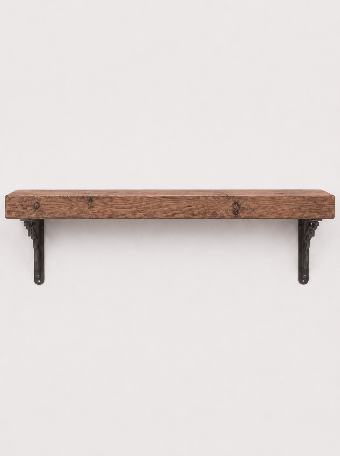 Hexham Rustic Wooden Shelf with Metal Brackets - 14.5cm x 4.5cm - Bracketed Shelves