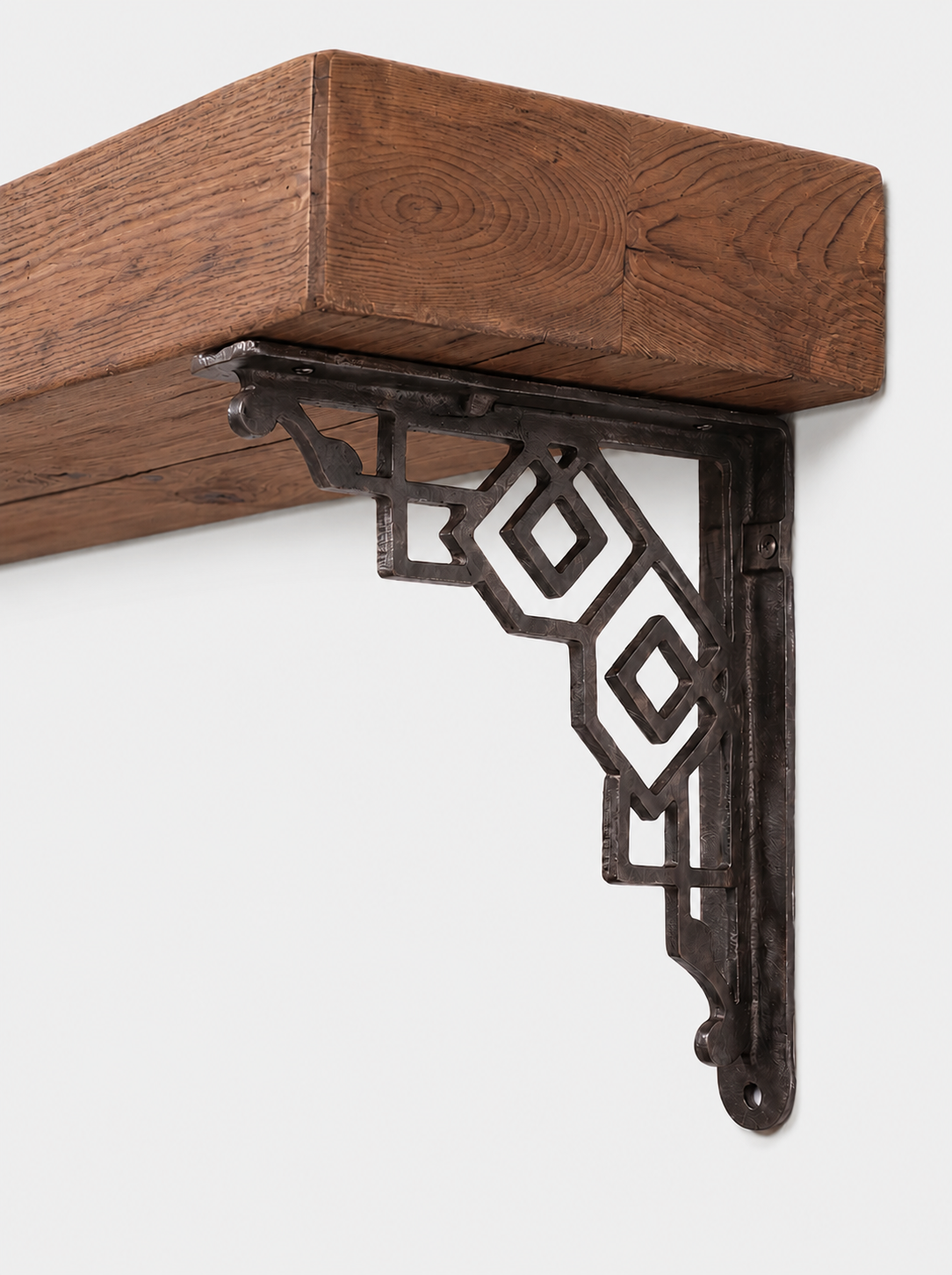 Hexham Rustic Wooden Shelf with Metal Brackets - 14.5cm x 4.5cm - Bracketed Shelves