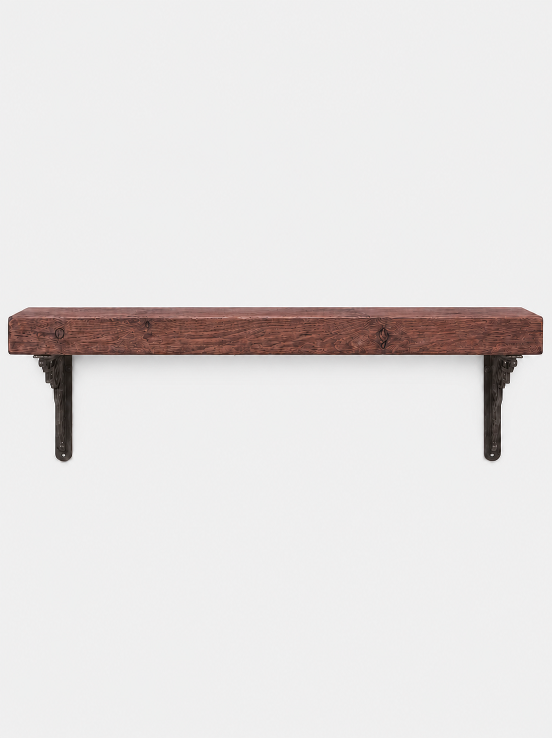 Hexham Rustic Wooden Shelf with Metal Brackets - 14.5cm x 4.5cm - Bracketed Shelves