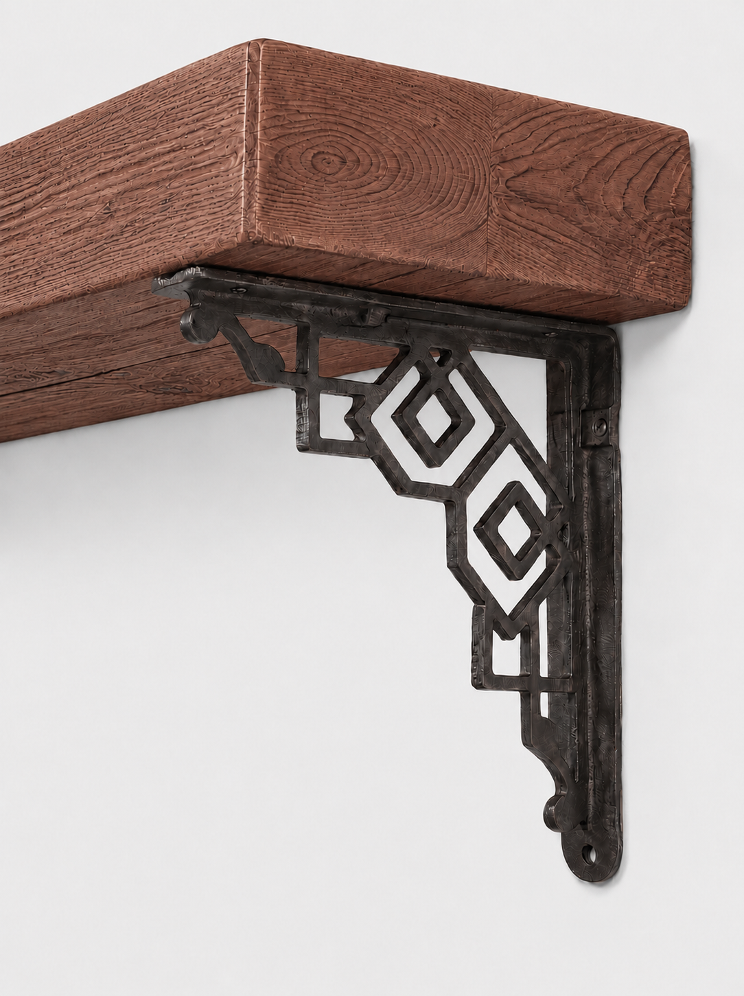 Hexham Rustic Wooden Shelf with Metal Brackets - 14.5cm x 4.5cm - Bracketed Shelves