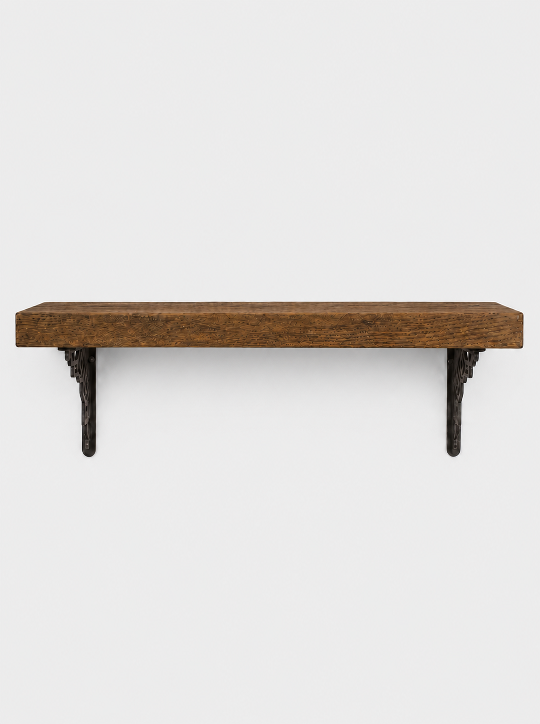 Hexham Solid Shelf with Metal Brackets - 8x2 Oak Shelf (19x4cm) - Bracketed Shelves
