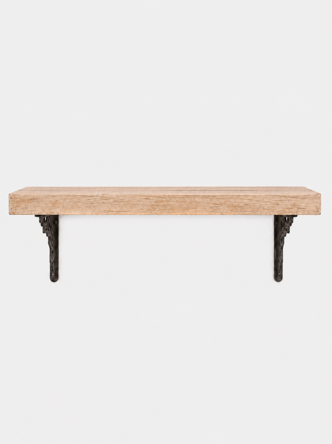 Hexham Solid Shelf with Metal Brackets - 8x2 Oak Shelf (19x4cm) - Bracketed Shelves