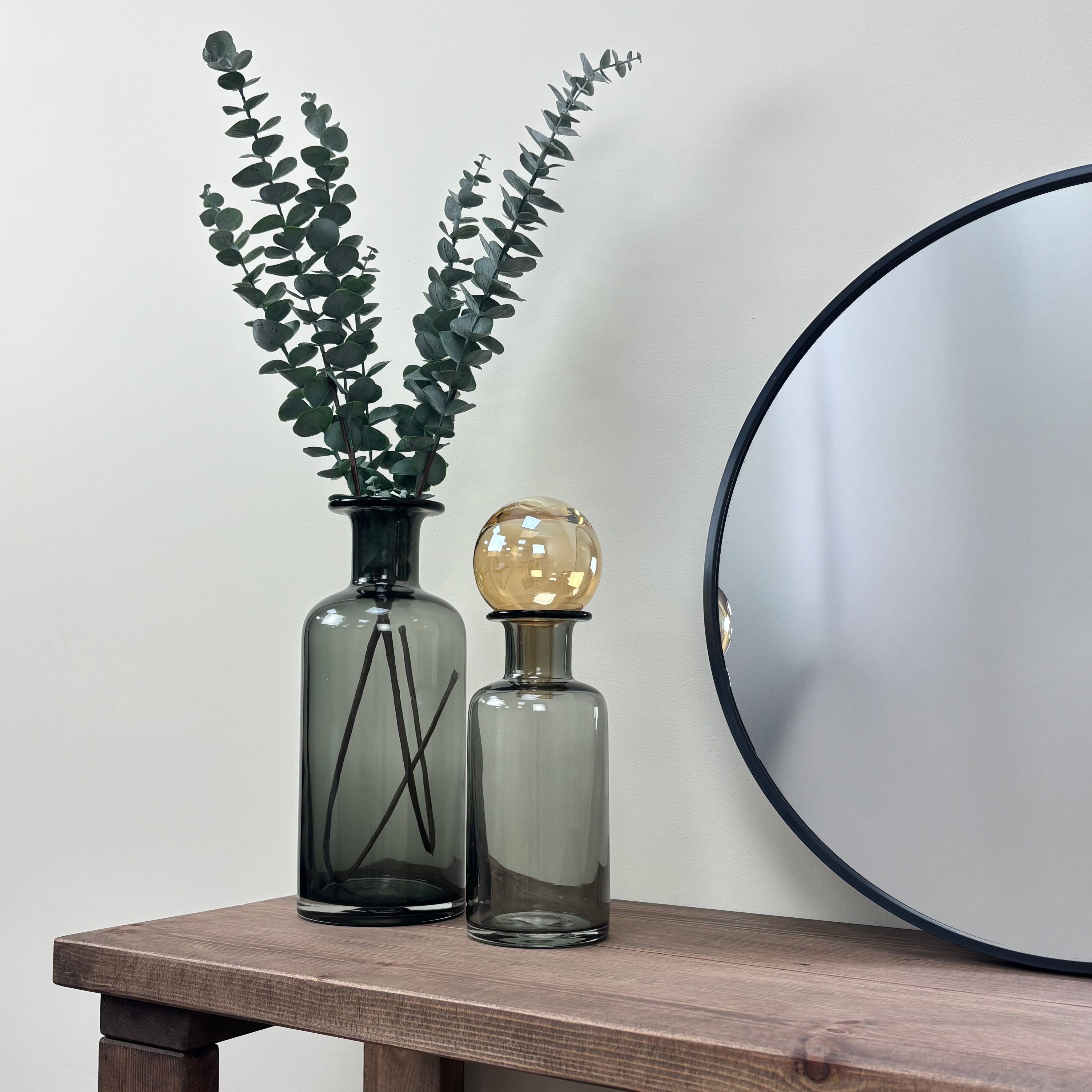 Grey Glass Bottle With Stopper - Small -