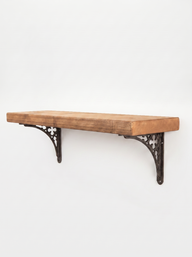 Lindisfarne Rustic Floating Shelf with Metal Brackets - 22cm x 4.5cm - Floating Shelves