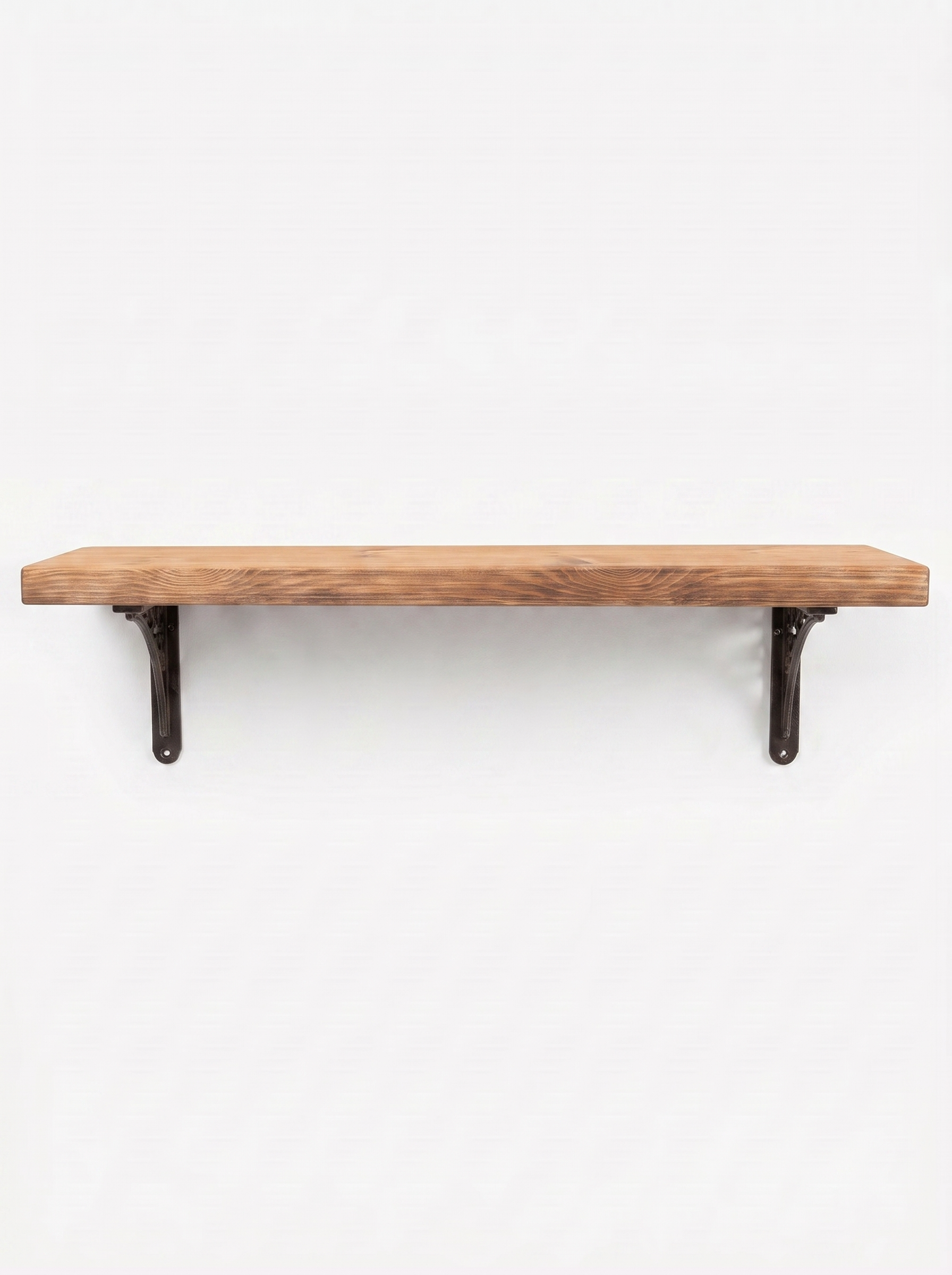 Lindisfarne Rustic Floating Shelf with Metal Brackets - 22cm x 3.5cm - Floating Shelves