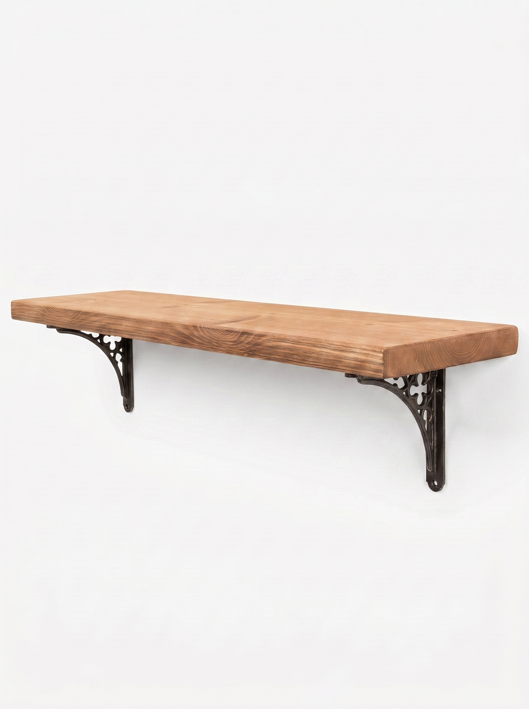 Lindisfarne Rustic Floating Shelf with Metal Brackets - 22cm x 3.5cm - Floating Shelves