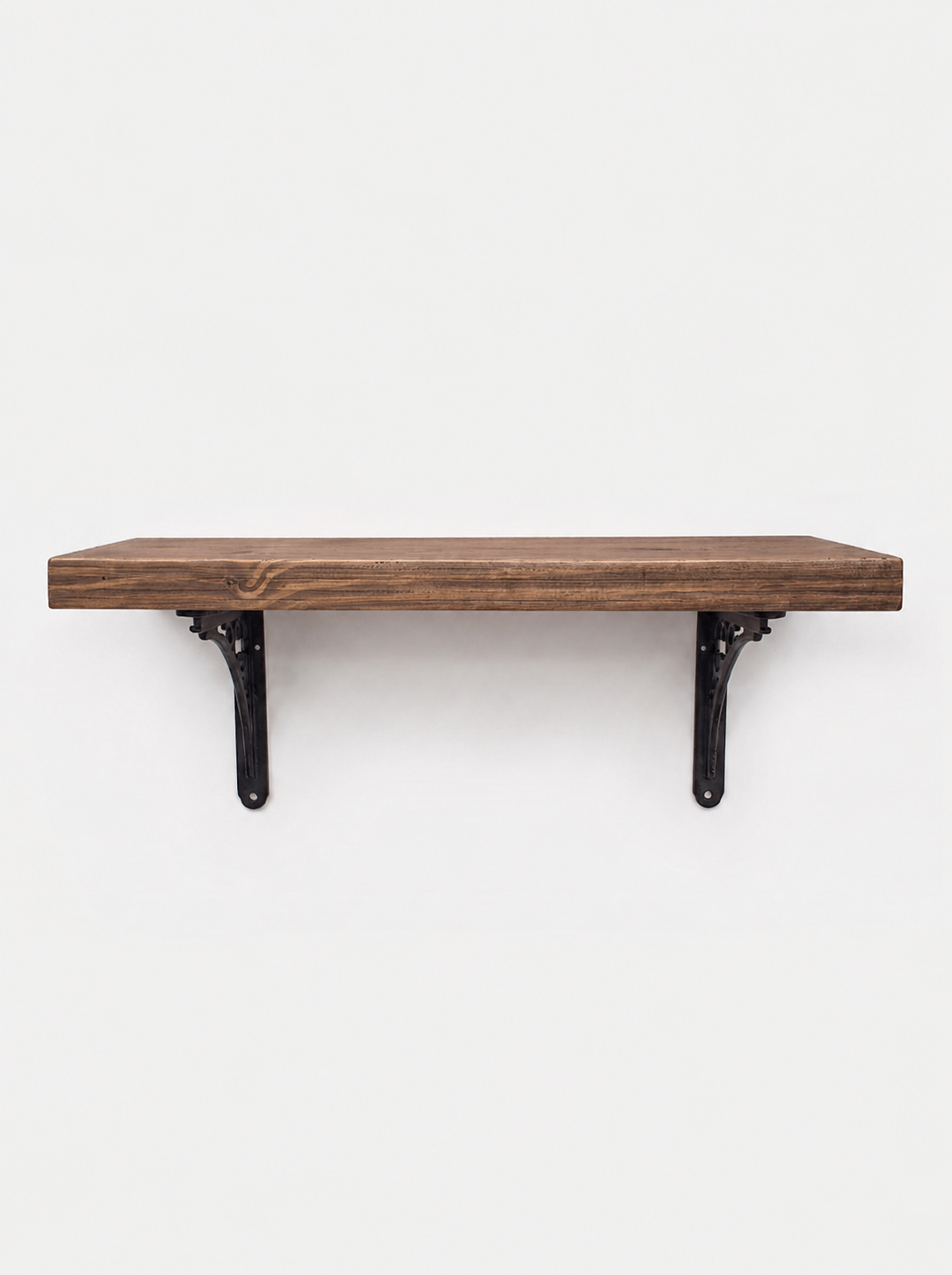 Lindisfarne Rustic Floating Shelf with Metal Brackets - 29cm x 4.5cm - Floating Shelves