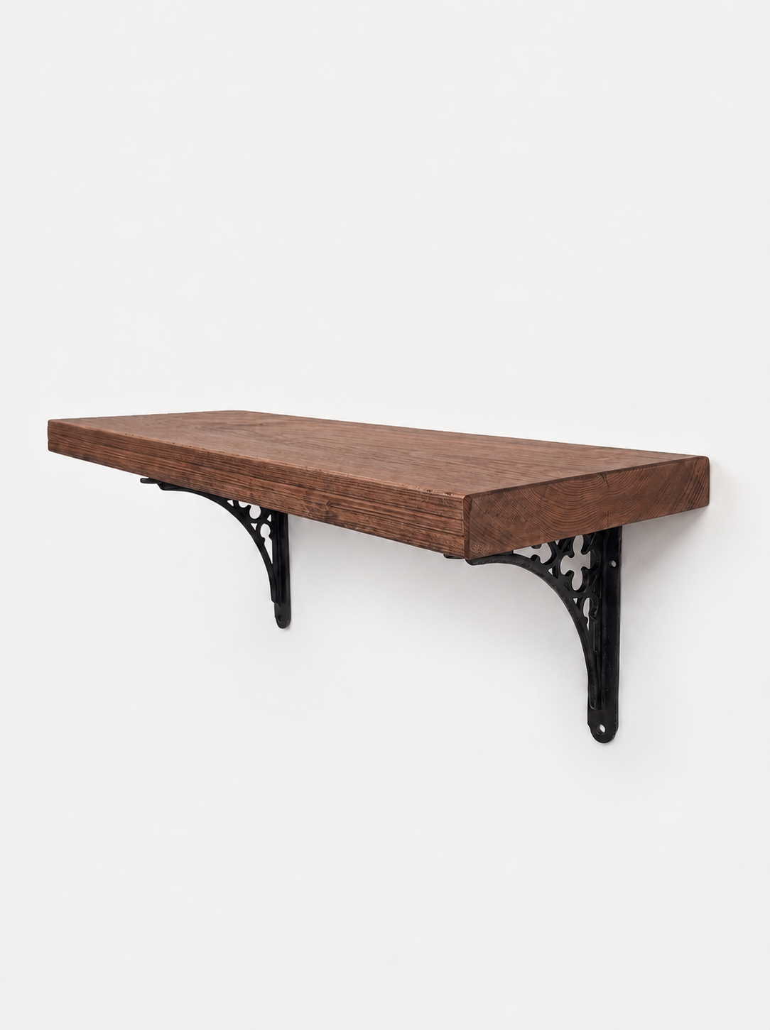 Lindisfarne Rustic Floating Shelf with Metal Brackets - 29cm x 4.5cm - Floating Shelves