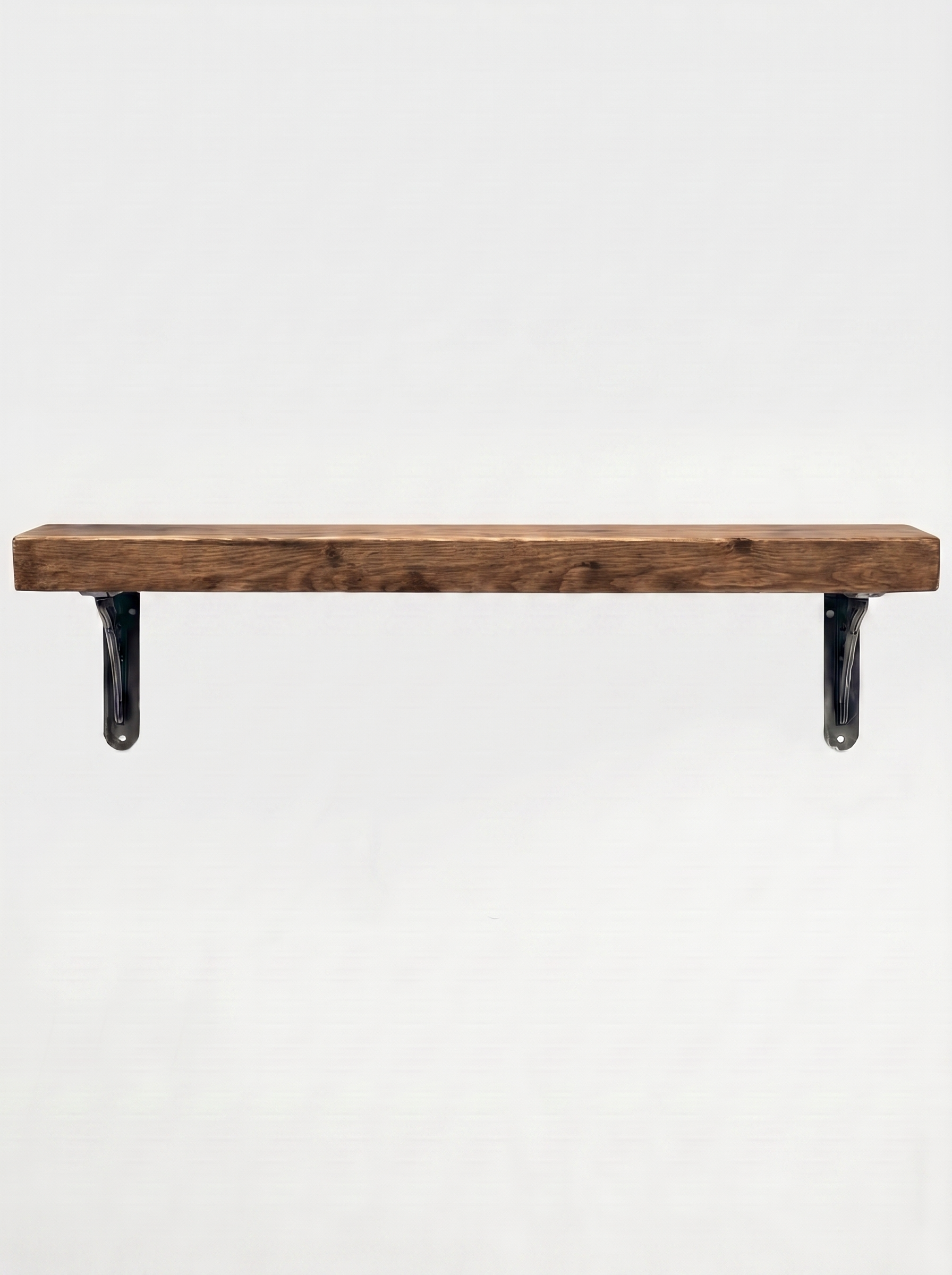 Lindisfarne Rustic Wooden Shelf with Metal Brackets - 14.5cm x 4.5cm - Bracketed Shelves