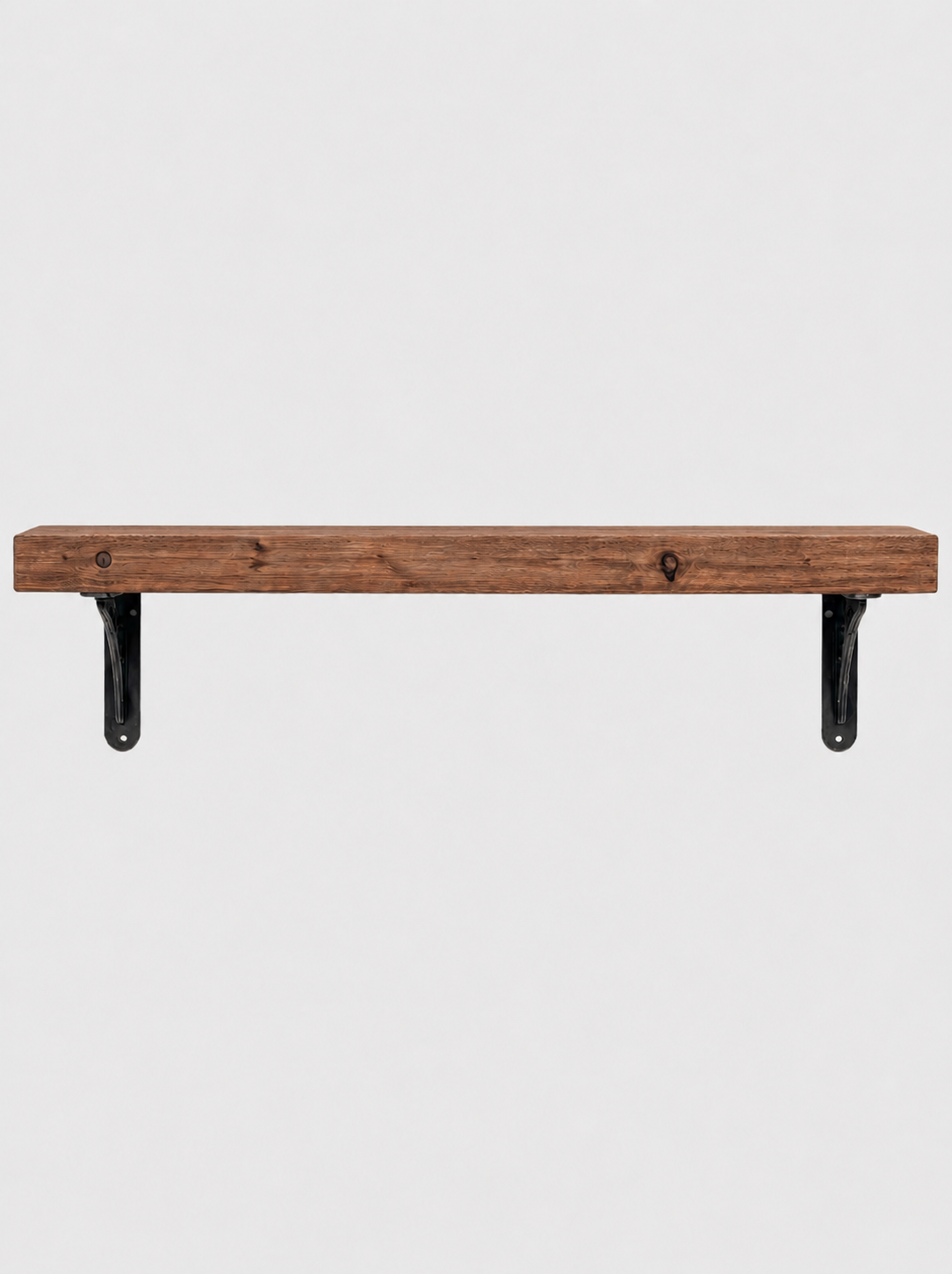 Lindisfarne Rustic Wooden Shelf with Metal Brackets - 14.5cm x 4.5cm - Bracketed Shelves