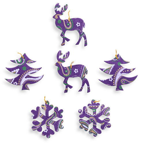 Paper Christmas Tree Decorations - Purple -