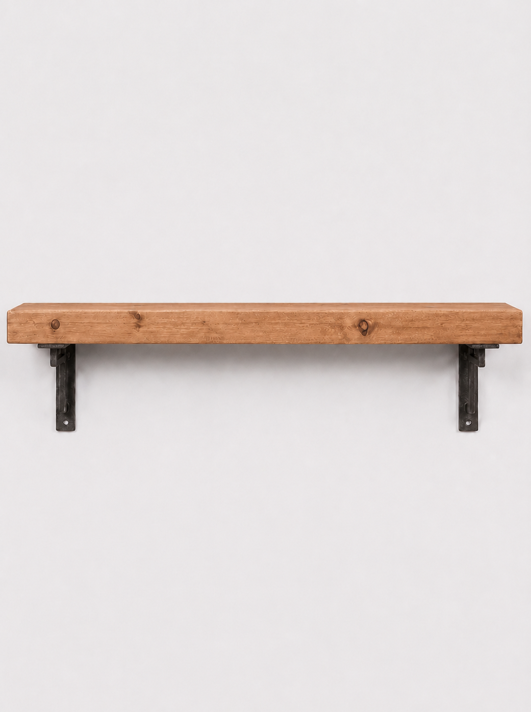 Regent Rustic Wooden Shelf with Metal Brackets - 14.5cm x 4.5cm - Bracketed Shelves