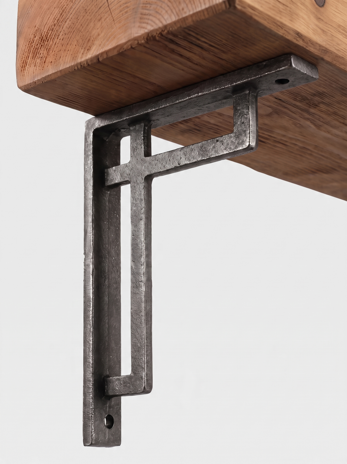 Regent Rustic Wooden Shelf with Metal Brackets - 14.5cm x 4.5cm - Bracketed Shelves