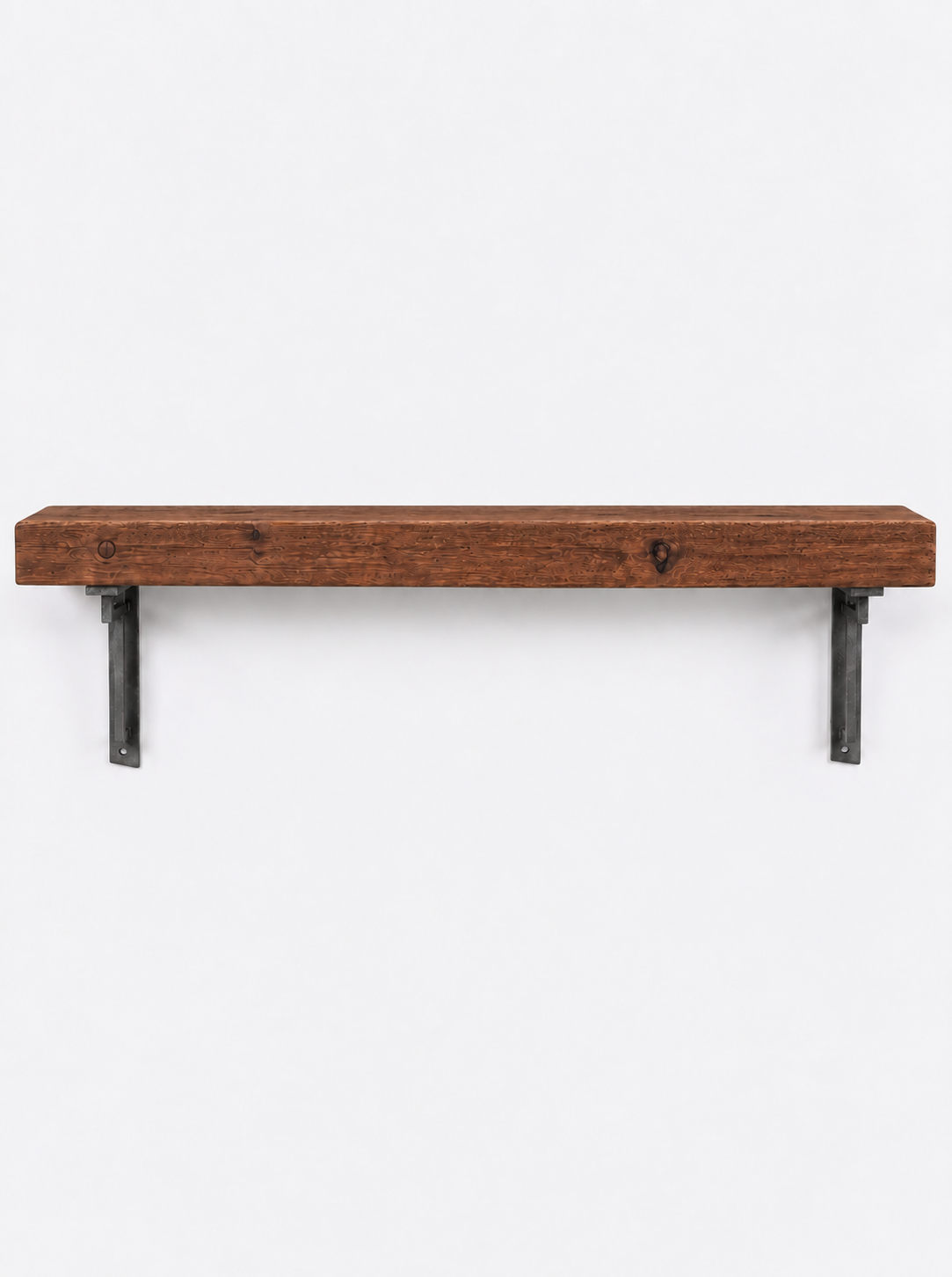 Regent Rustic Wooden Shelf with Metal Brackets - 14.5cm x 4.5cm - Bracketed Shelves