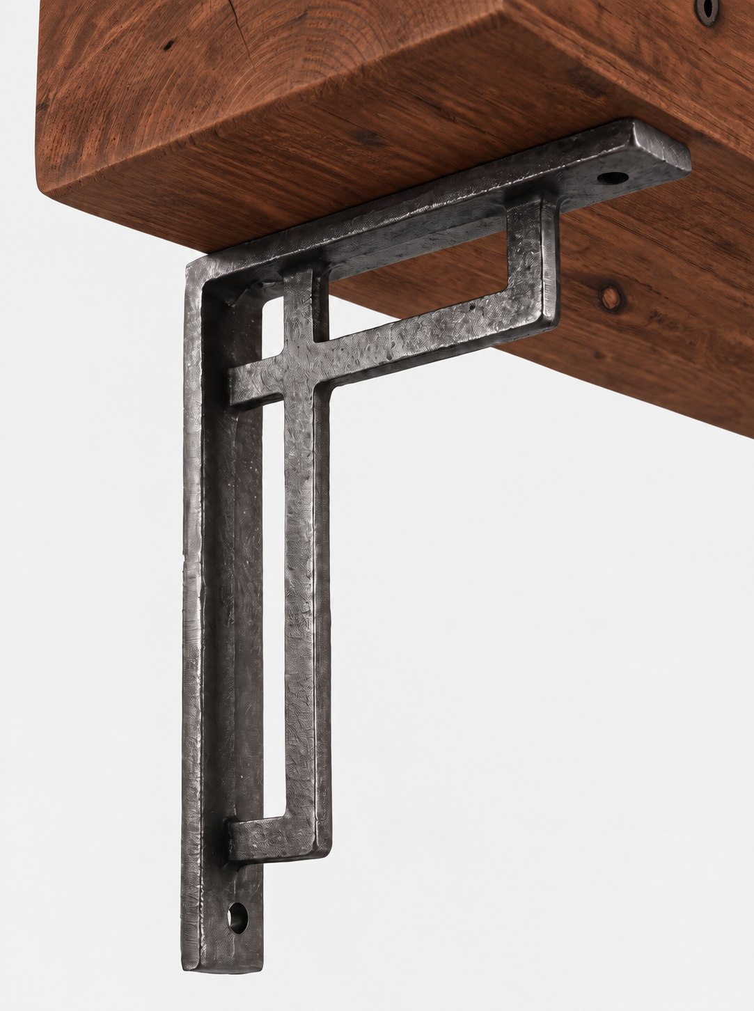 Regent Rustic Wooden Shelf with Metal Brackets - 14.5cm x 4.5cm - Bracketed Shelves