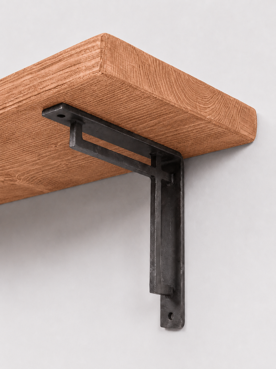 Regent Rustic Wooden Shelf with Metal Brackets - 22cm x 3.5cm - Bracketed Shelves
