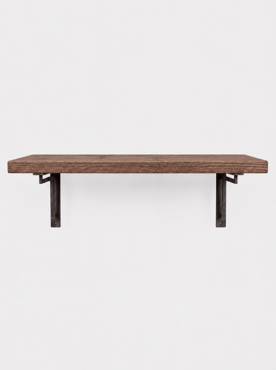 Regent Rustic Wooden Shelf with Metal Brackets - 22cm x 3.5cm - Bracketed Shelves