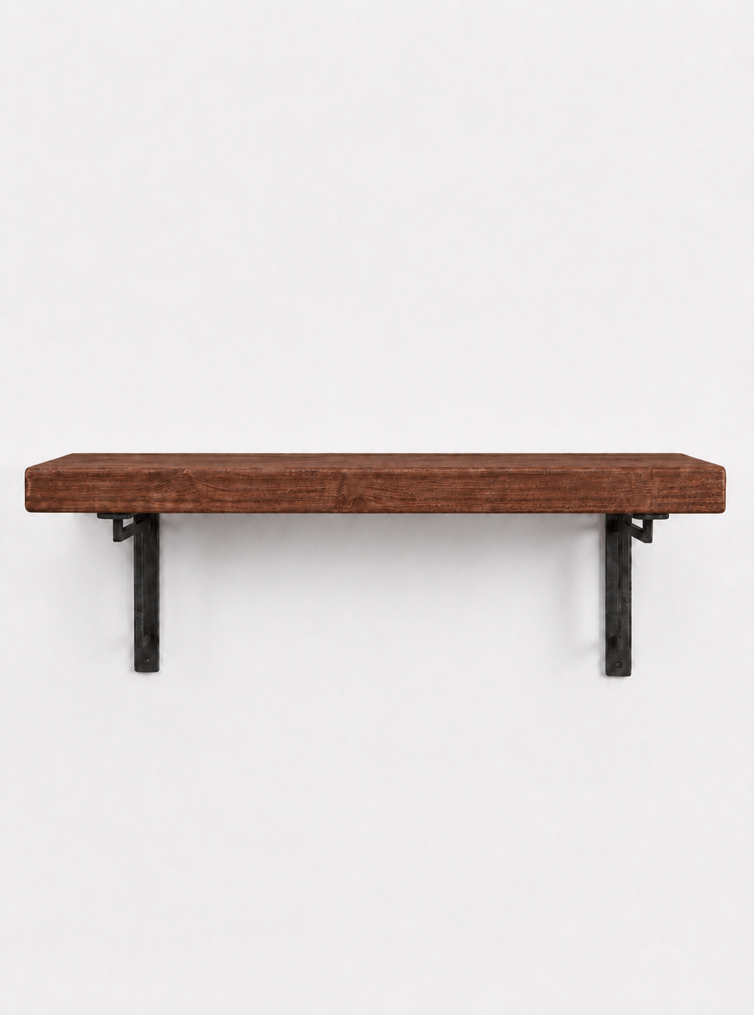 Regent Rustic Wooden Shelf with Metal Brackets - 22cm x 4.5cm - Bracketed Shelves