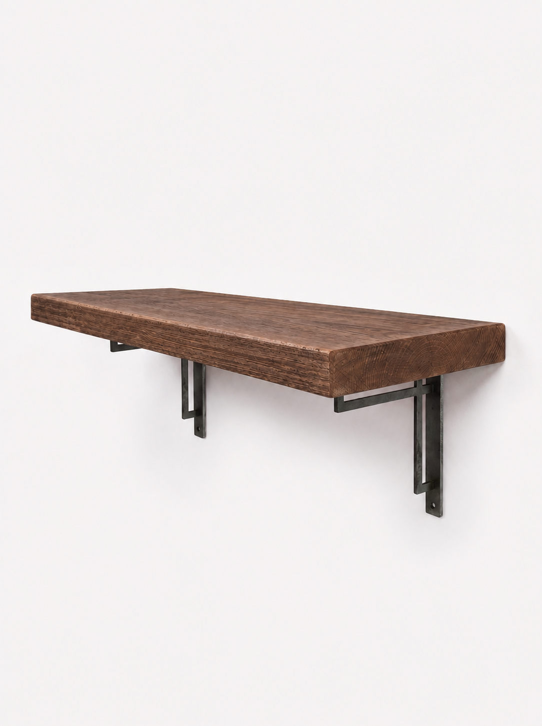 Regent Rustic Wooden Shelf with Metal Brackets - 29cm x 4.5cm - Bracketed Shelves