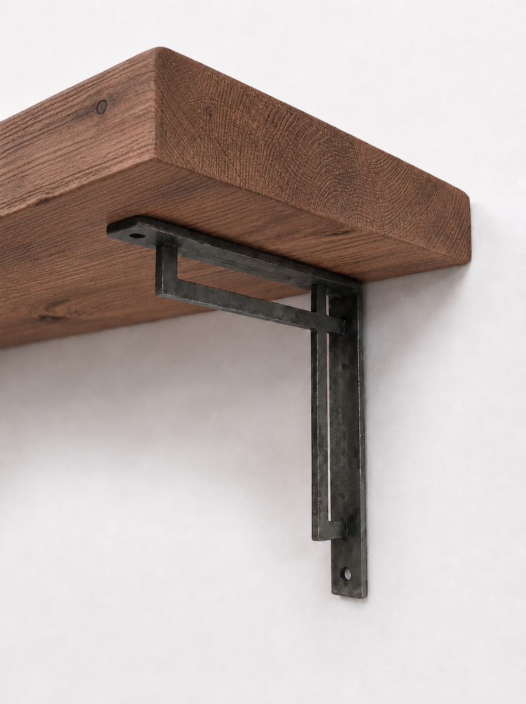 Regent Rustic Wooden Shelf with Metal Brackets - 29cm x 4.5cm - Bracketed Shelves