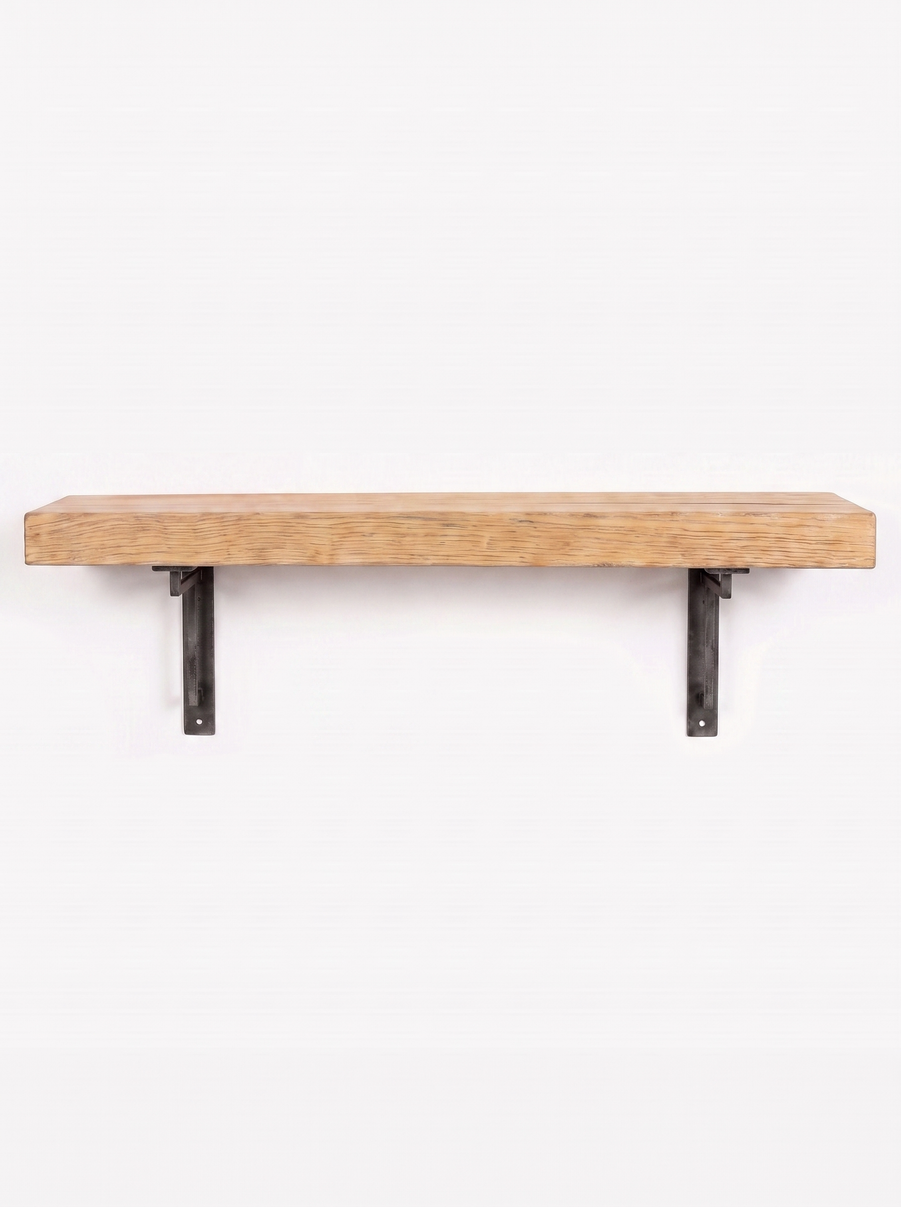 Regent Solid Shelf with Metal Brackets - 8x2 Oak Shelf (19x4cm) - Bracketed Shelves