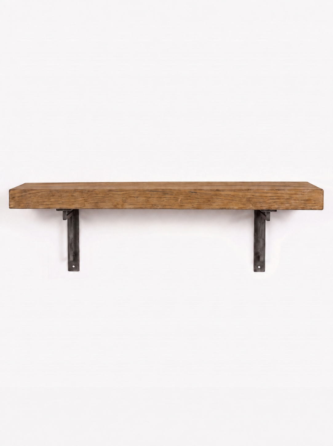 Regent Solid Shelf with Metal Brackets - 8x2 Oak Shelf (19x4cm) - Bracketed Shelves