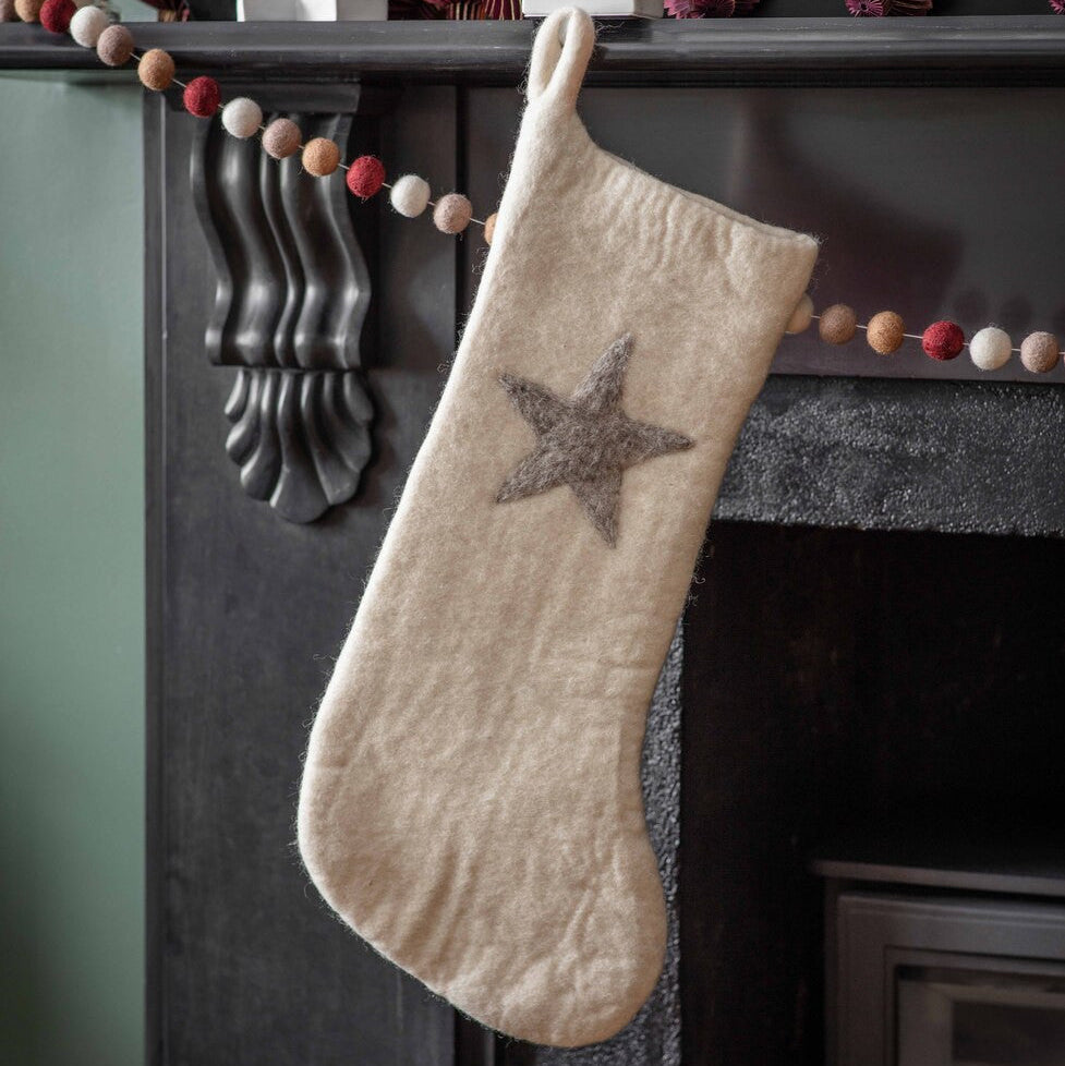 White Felt Christmas Stocking