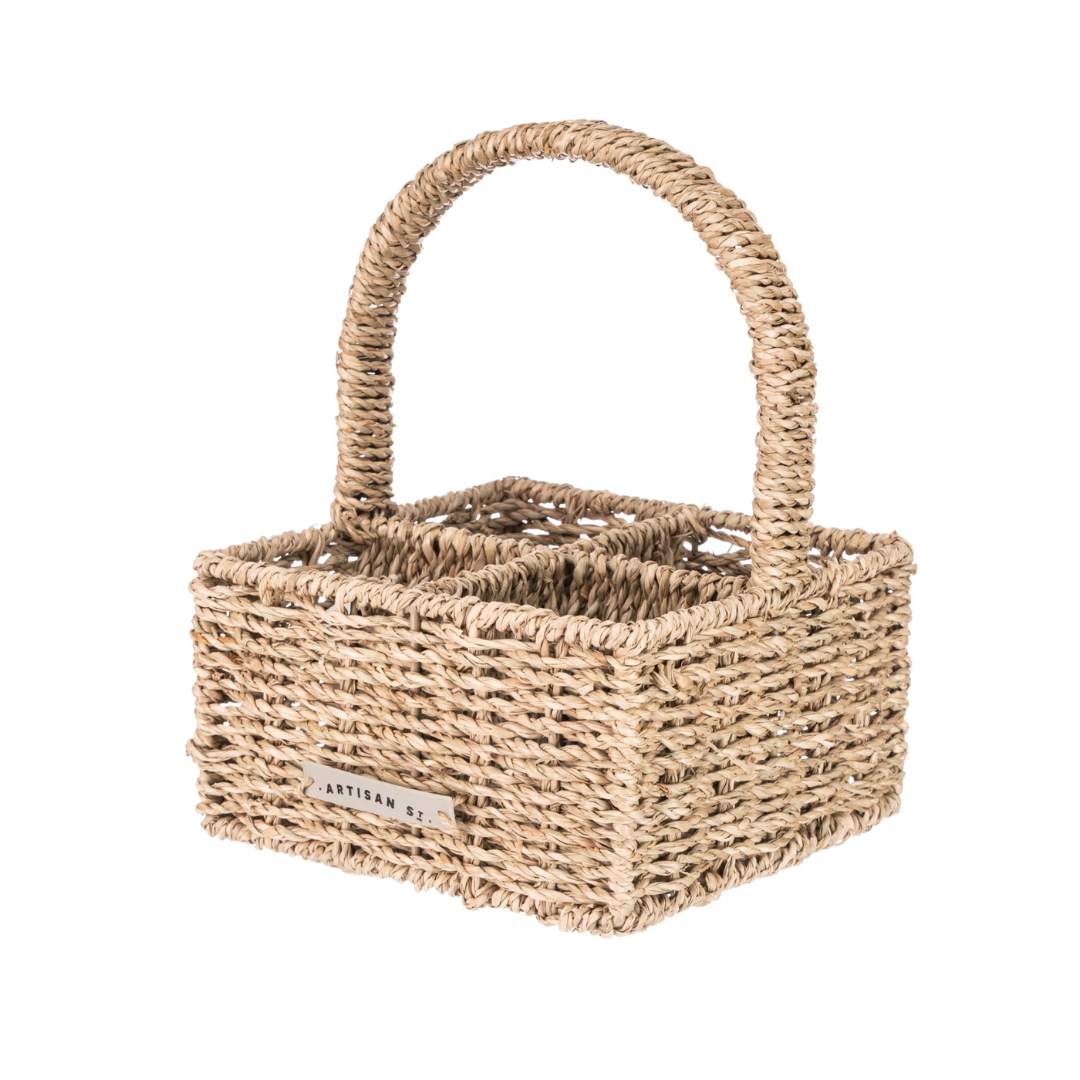 Seagrass Condiment Caddy With Compartments - Tableware