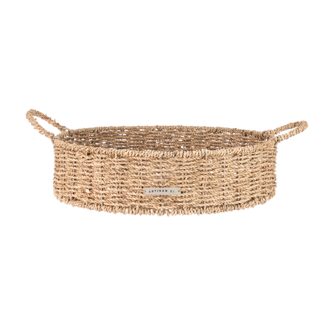 Seagrass Large Round Tray With Handles -