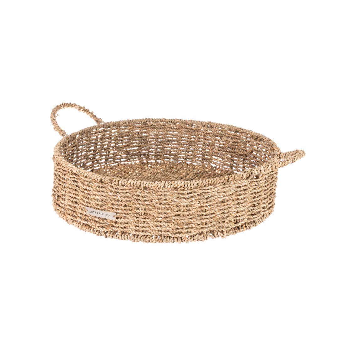 Seagrass Large Round Tray With Handles -
