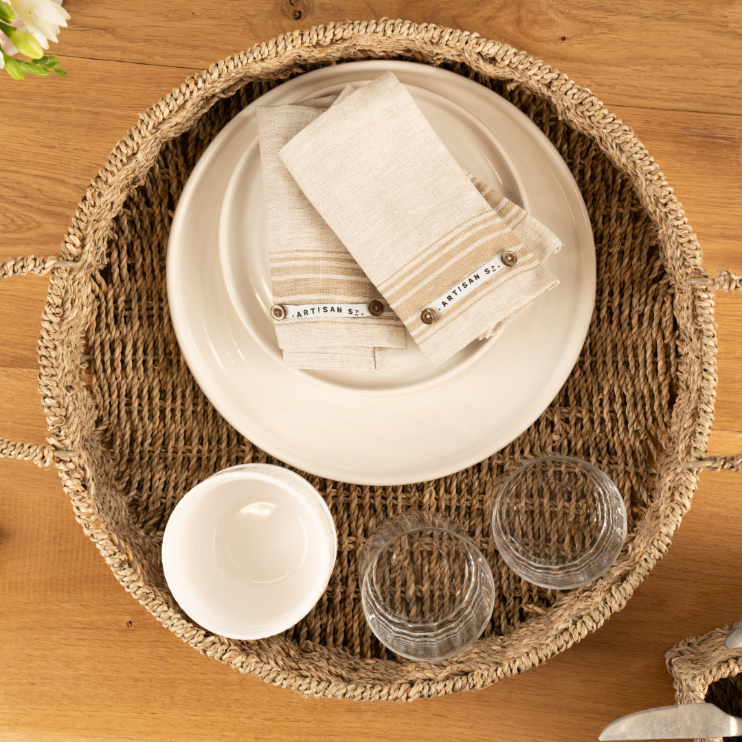 Seagrass Large Round Tray With Handles