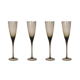 Set Of Smoke Glass Champagne Flutes