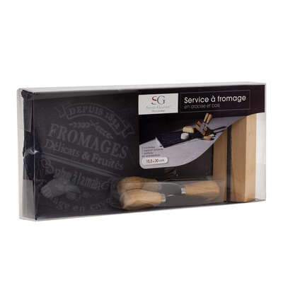 Slate And Wooden Cheese Knives Set -