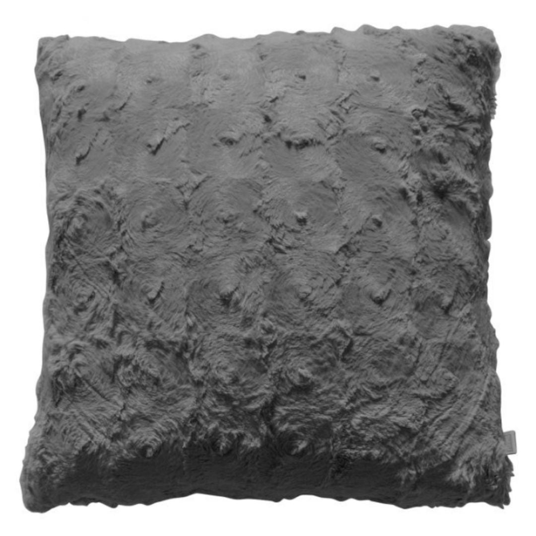 Super Soft Grey Faux Fur Cushion -