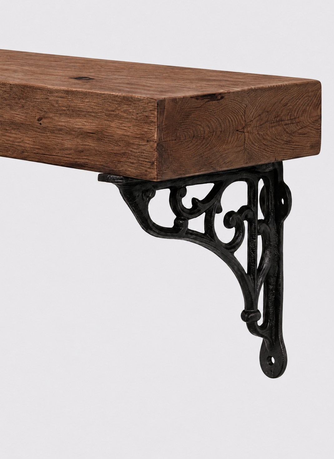 Warkworth Rustic Wooden Shelf with Metal Brackets - 14.5cm x 4.5cm - Bracketed Shelves