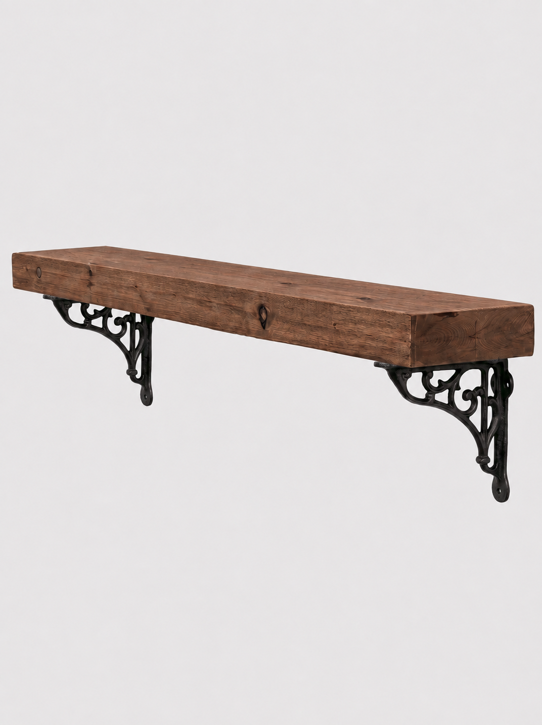 Warkworth Rustic Wooden Shelf with Metal Brackets - 14.5cm x 4.5cm - Bracketed Shelves