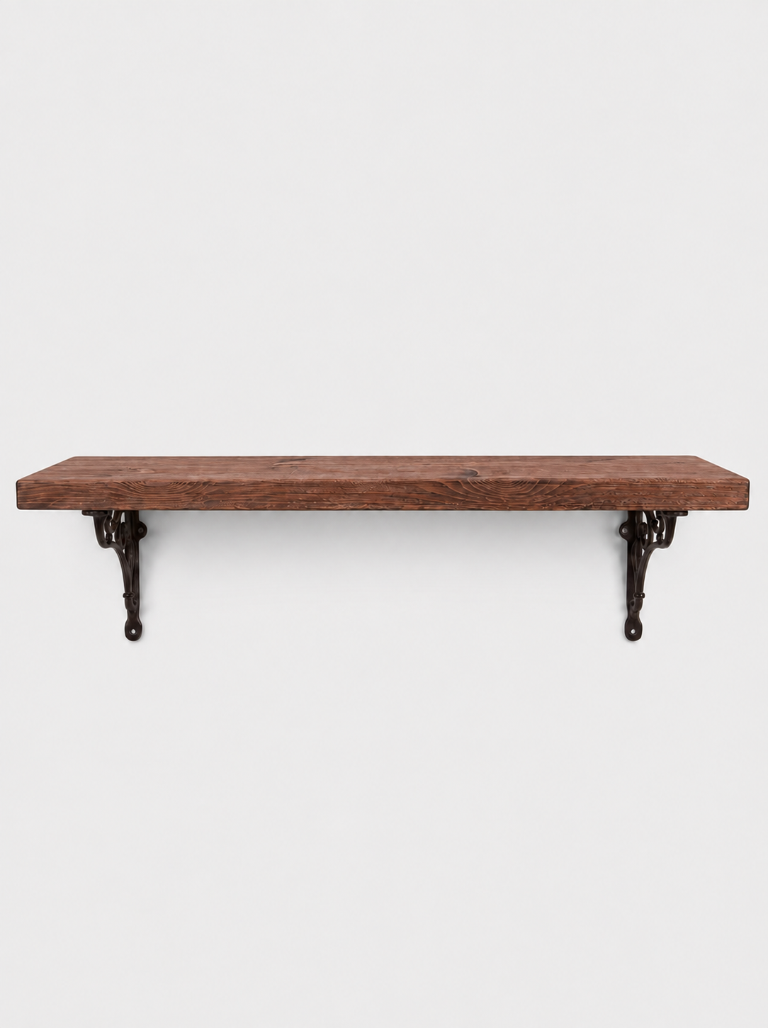 Warkworth Rustic Wooden Shelf with Metal Brackets - 22cm x 3.5cm - Bracketed Shelves
