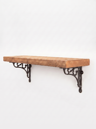 Warkworth Rustic Wooden Shelf with Metal Brackets - 22cm x 4.5cm - Bracketed Shelves