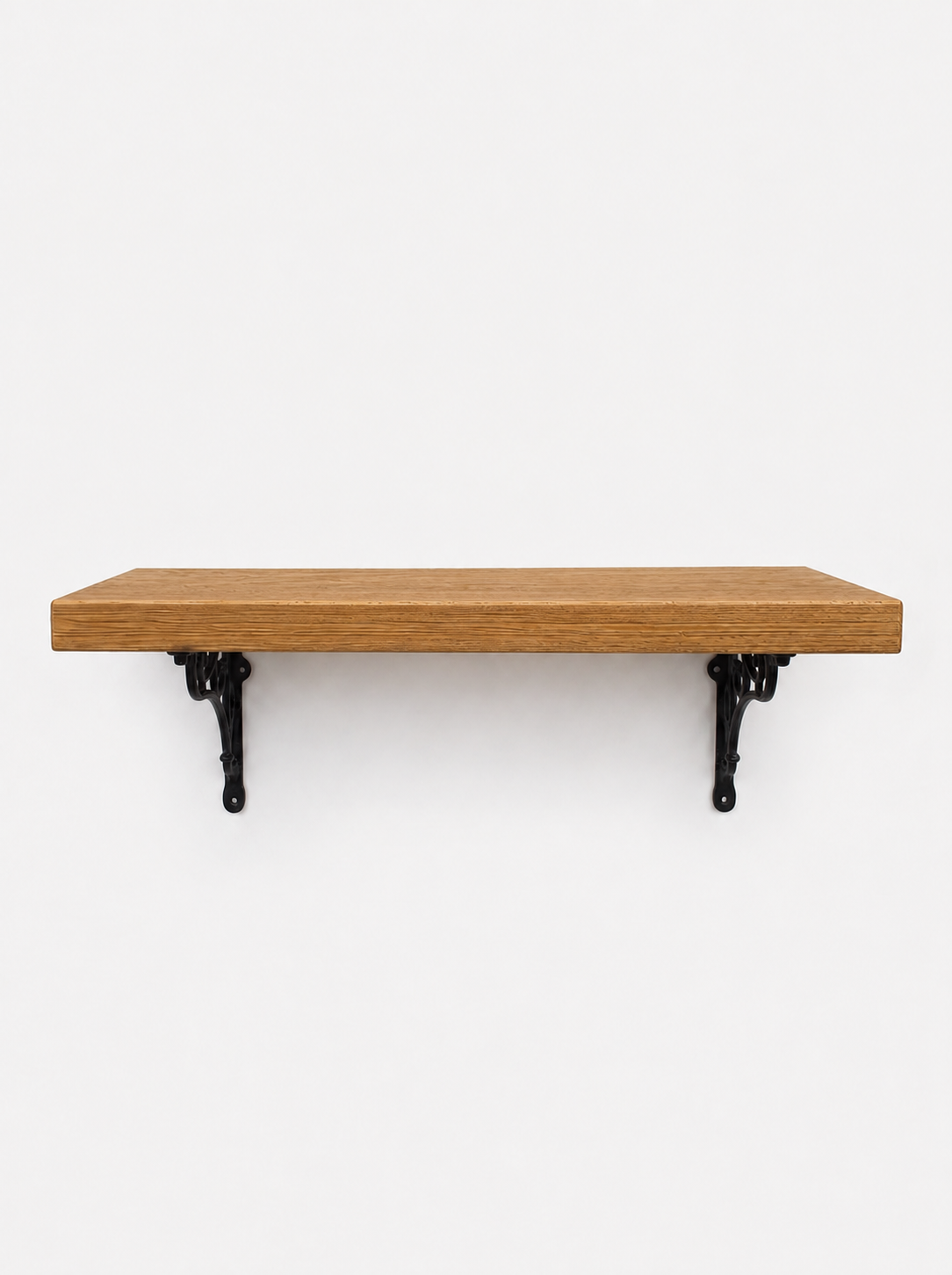 Warkworth Rustic Wooden Shelf with Metal Brackets - 29cm x 4.5cm - Bracketed Shelves