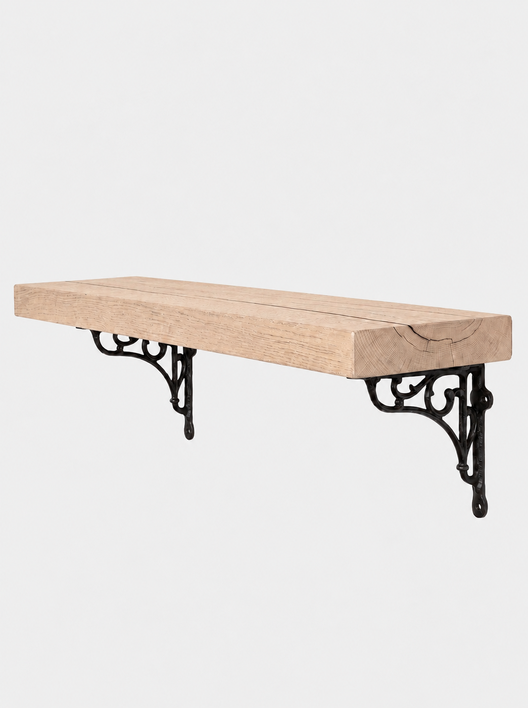 Warkworth Solid Shelf with Metal Brackets - 8x2 Oak Shelf (19x4cm) - Bracketed Shelves