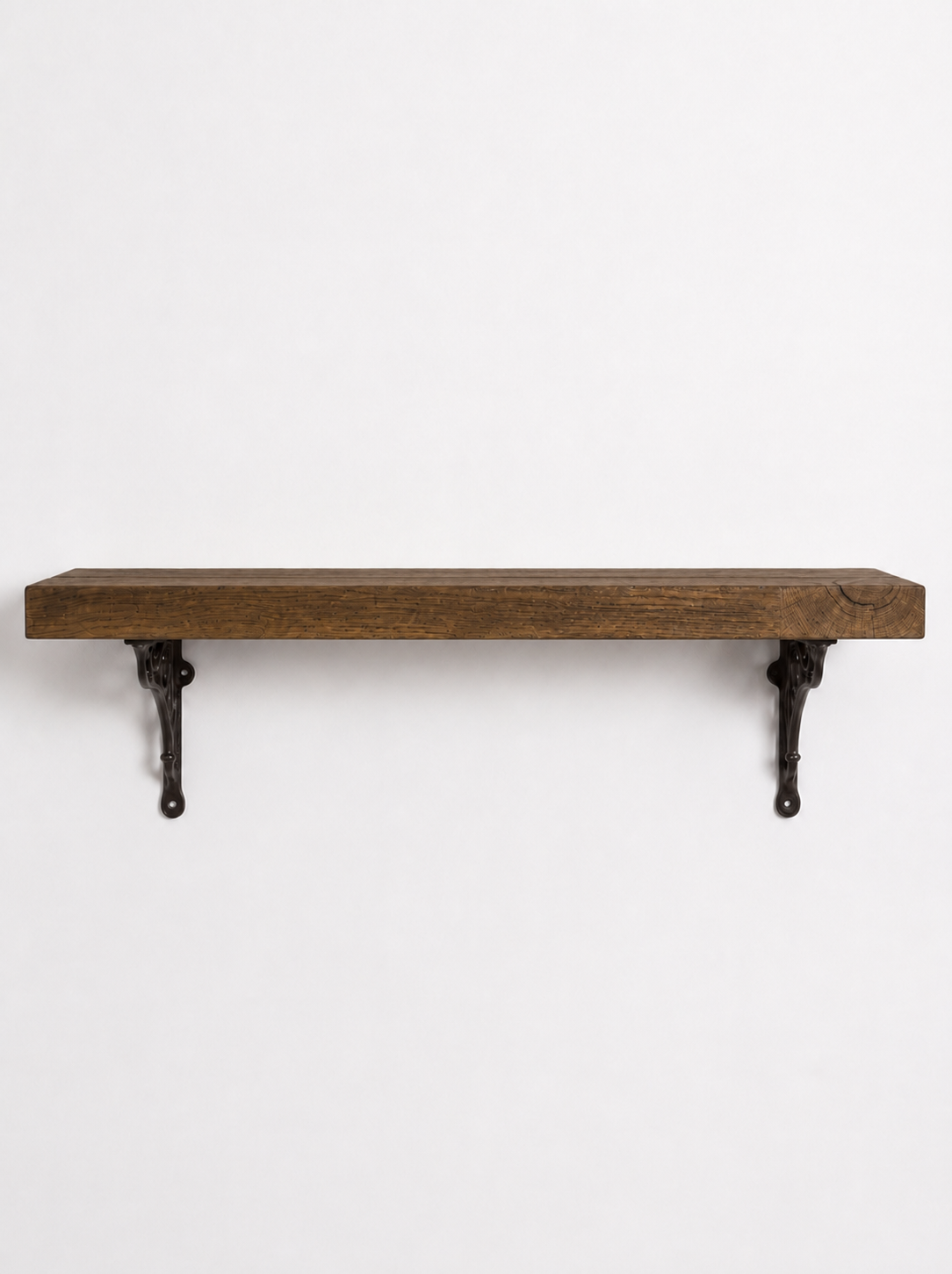 Warkworth Solid Shelf with Metal Brackets - 8x2 Oak Shelf (19x4cm) - Bracketed Shelves