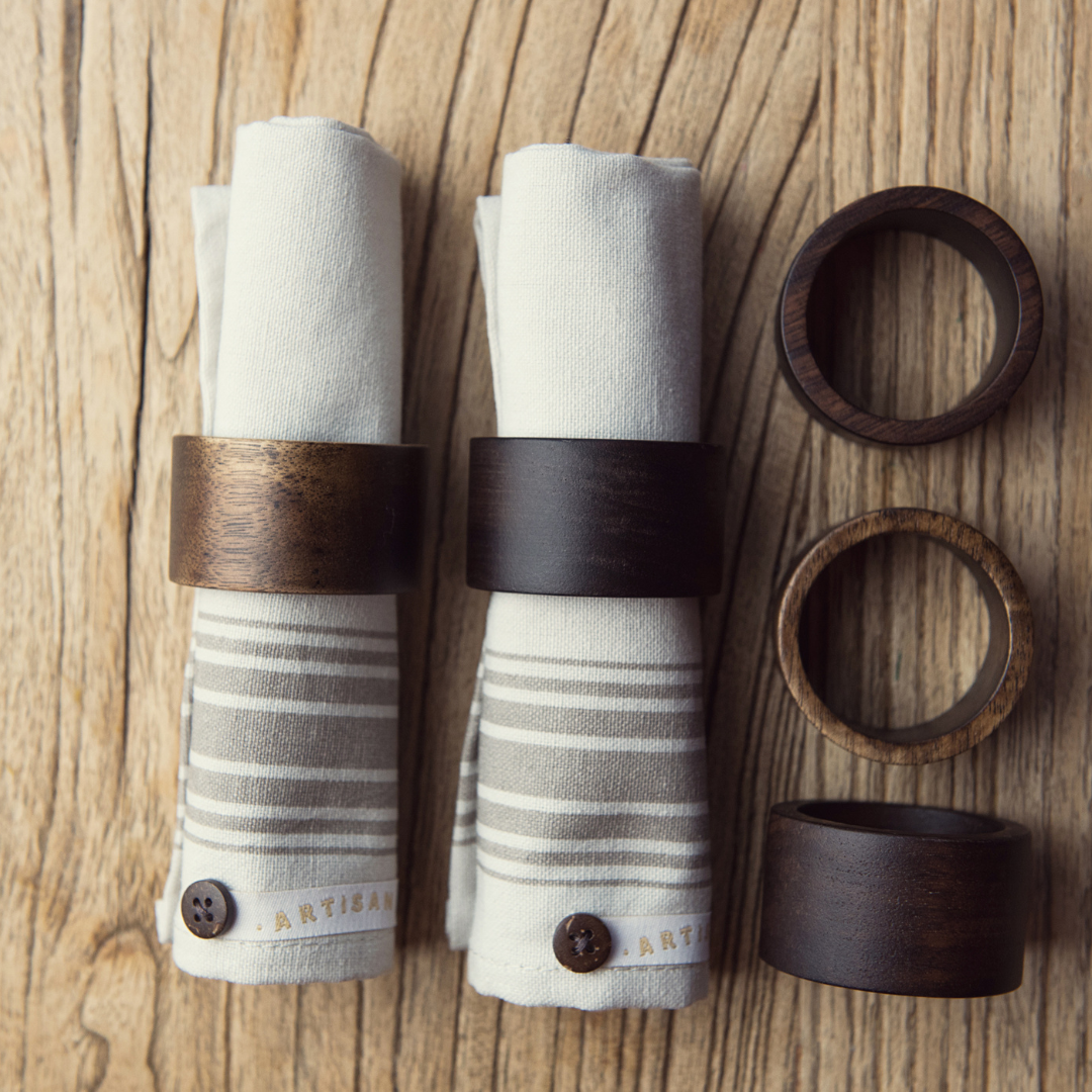 Wooden Napkin Ring Set