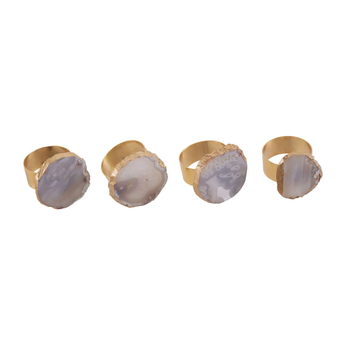 Agate Gold Napkin Rings - Set Of 4 - Tableware & Entertaining