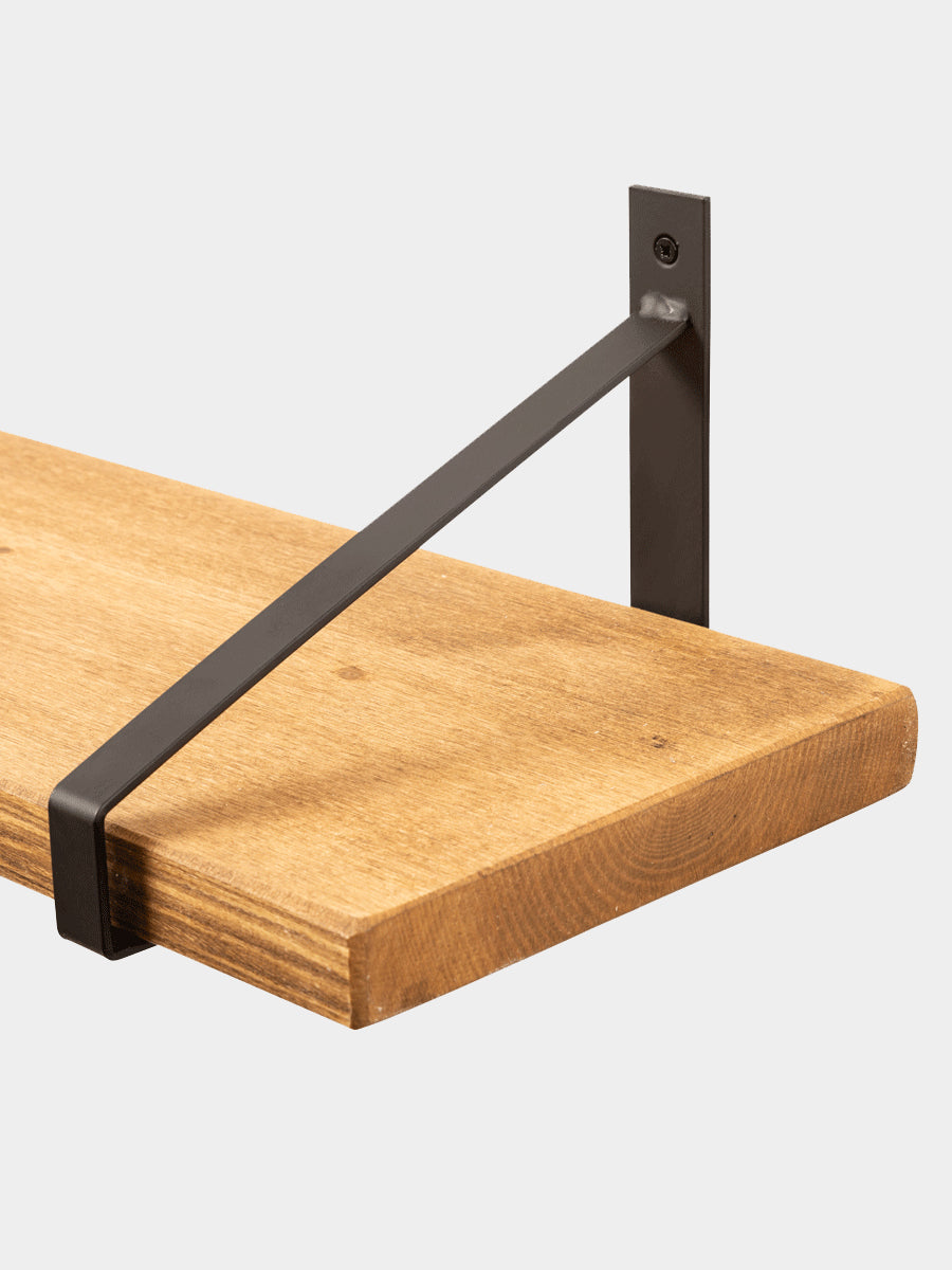 Armstrong Rustic Wooden Shelf with Brackets - 22cm x 3.5cm - Bracketed Shelves
