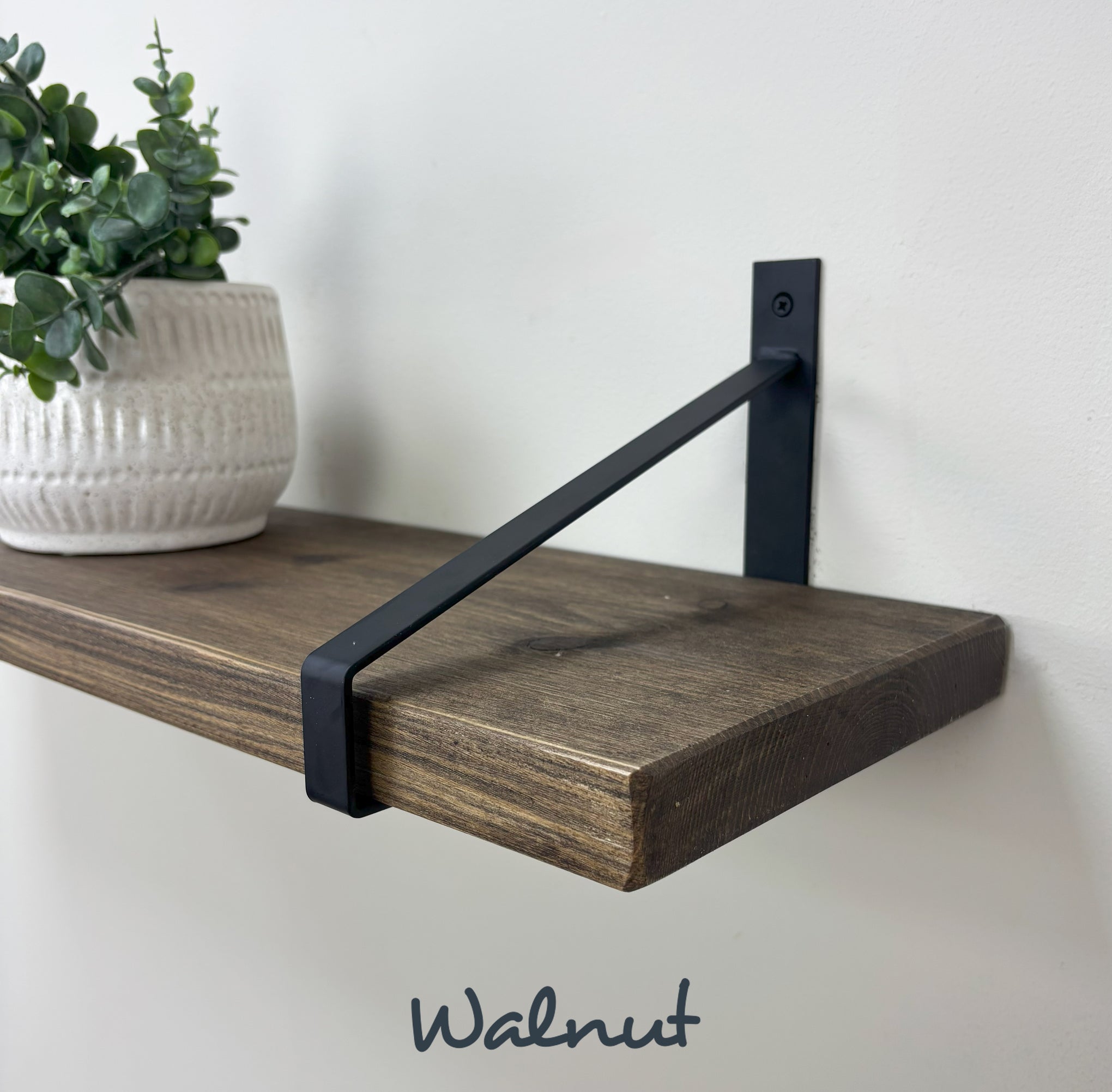 Armstrong Rustic Wooden Shelf with Brackets - 22cm x 3.5cm -
